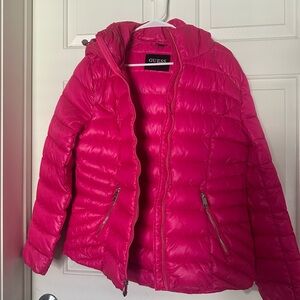 Guess Womens Pink Puffer Jacket Medium